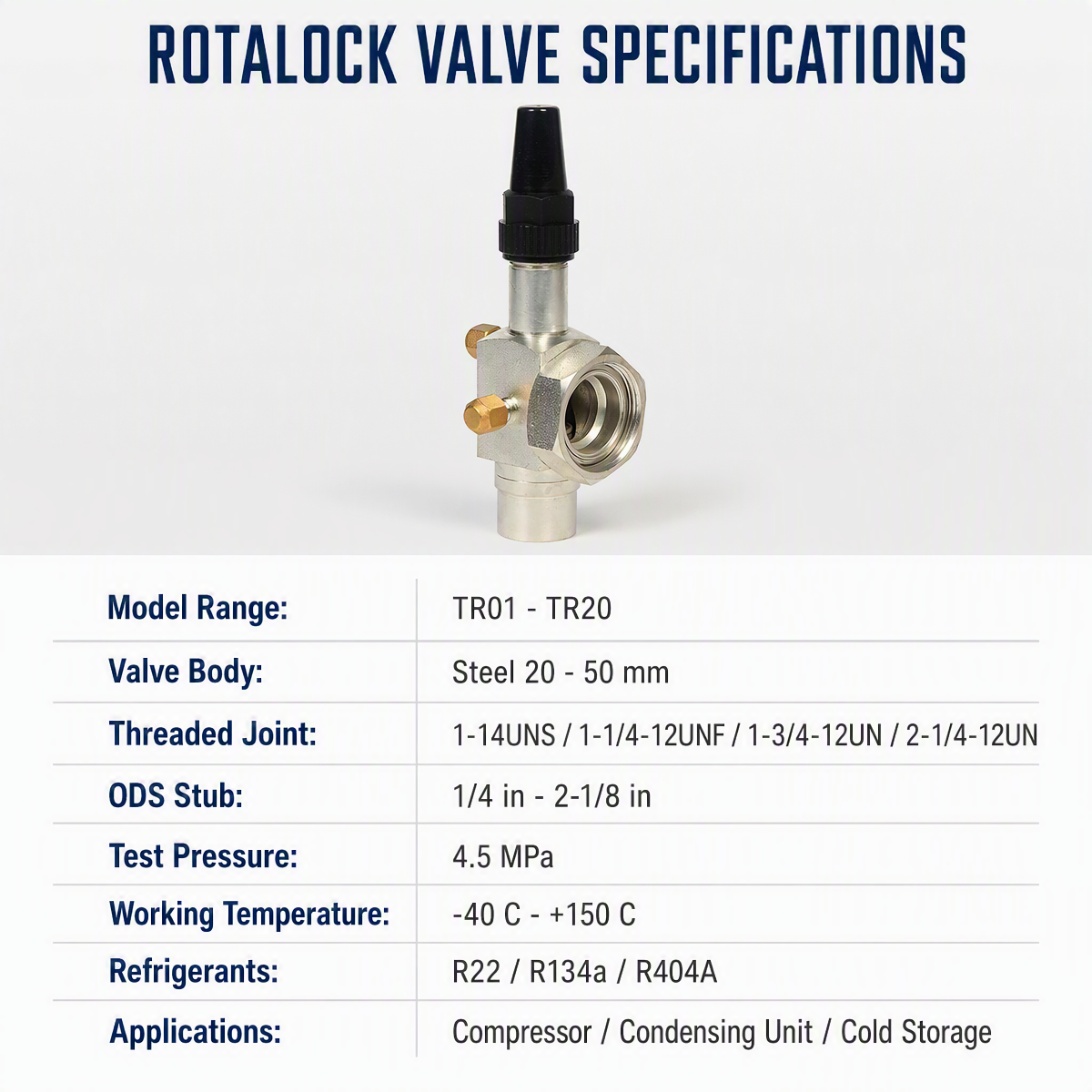 Rotalock Valve Steel Shut Off Valve untuk Kompresor Pendingin Unit Kondensasi Cold Storage Pasokan Pabrik OEM